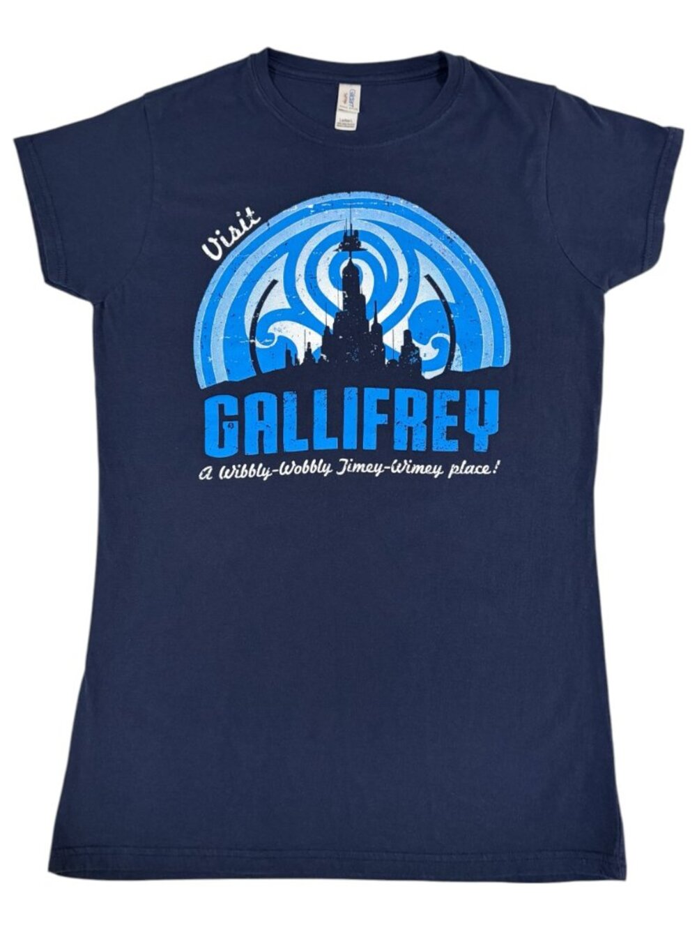 Dr. Who Visit Gallifrey Time Vortex Novelty T-Shirt Navy Cotton Sz Large